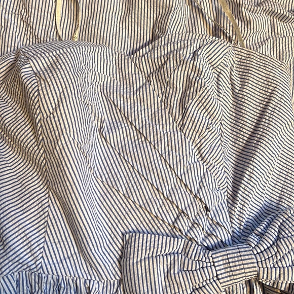 Lilly Pulitzer Henrietta Blue White Seersucker Stripe Strapless Bow Dress - Picture 8 of 12